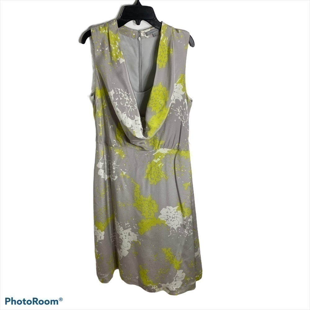 Classiques Entier Silk Dress Cowl Neck 10 Pronto Gray Like Green Yellow